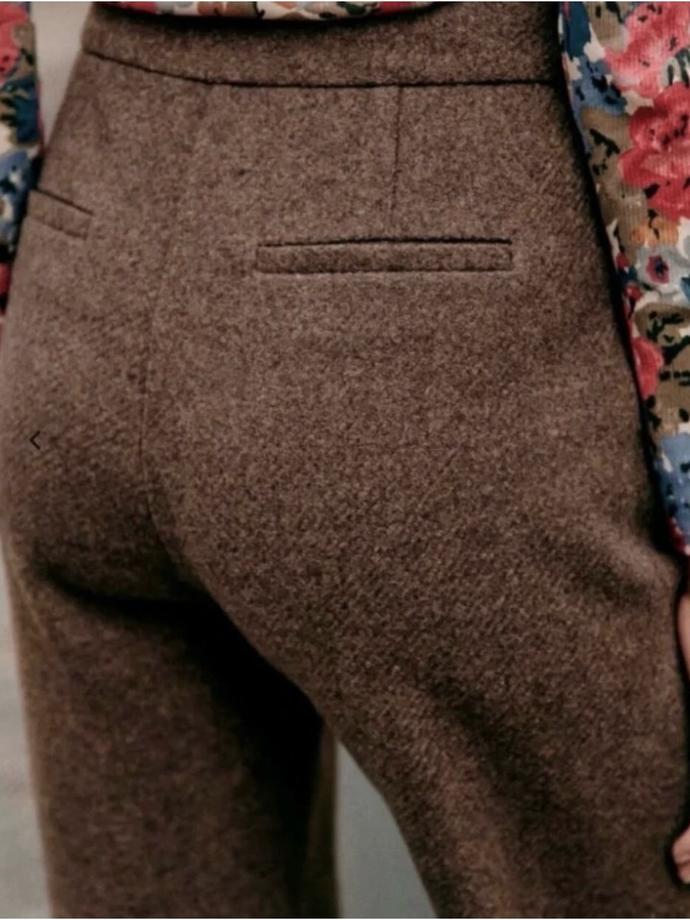 Sézane Florentino Wool Trousers in Deep Warm Brown, Size 36 (US4)